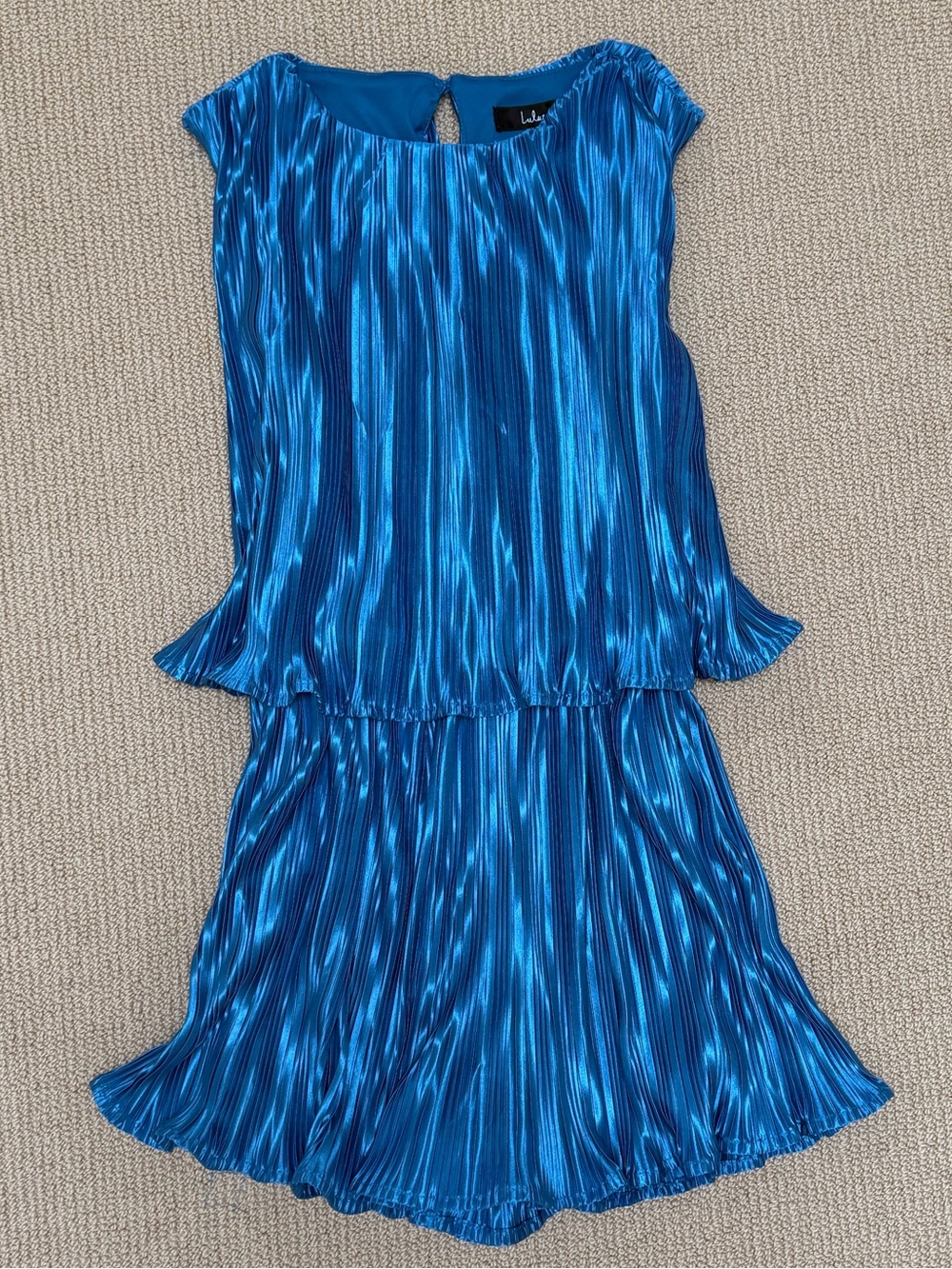 Lulu's Shiny Royal Blue Pleated Skirt Set